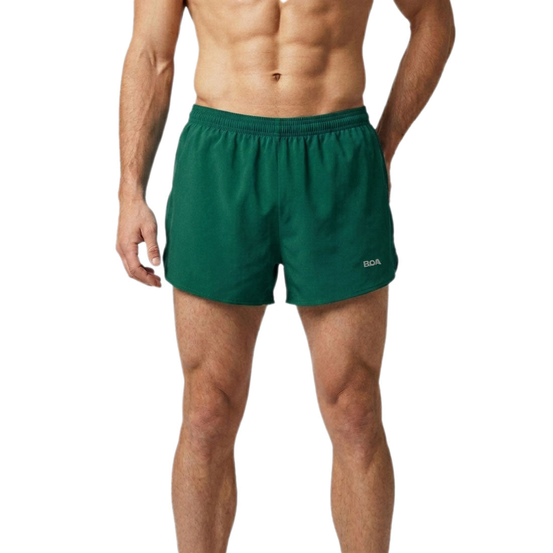 Men's Solid 3" Half Split Trainer Shorts - Forest Green