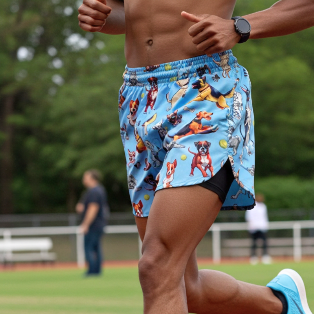 Men's Printed 1" Elite Split Shorts - Bestie Blue