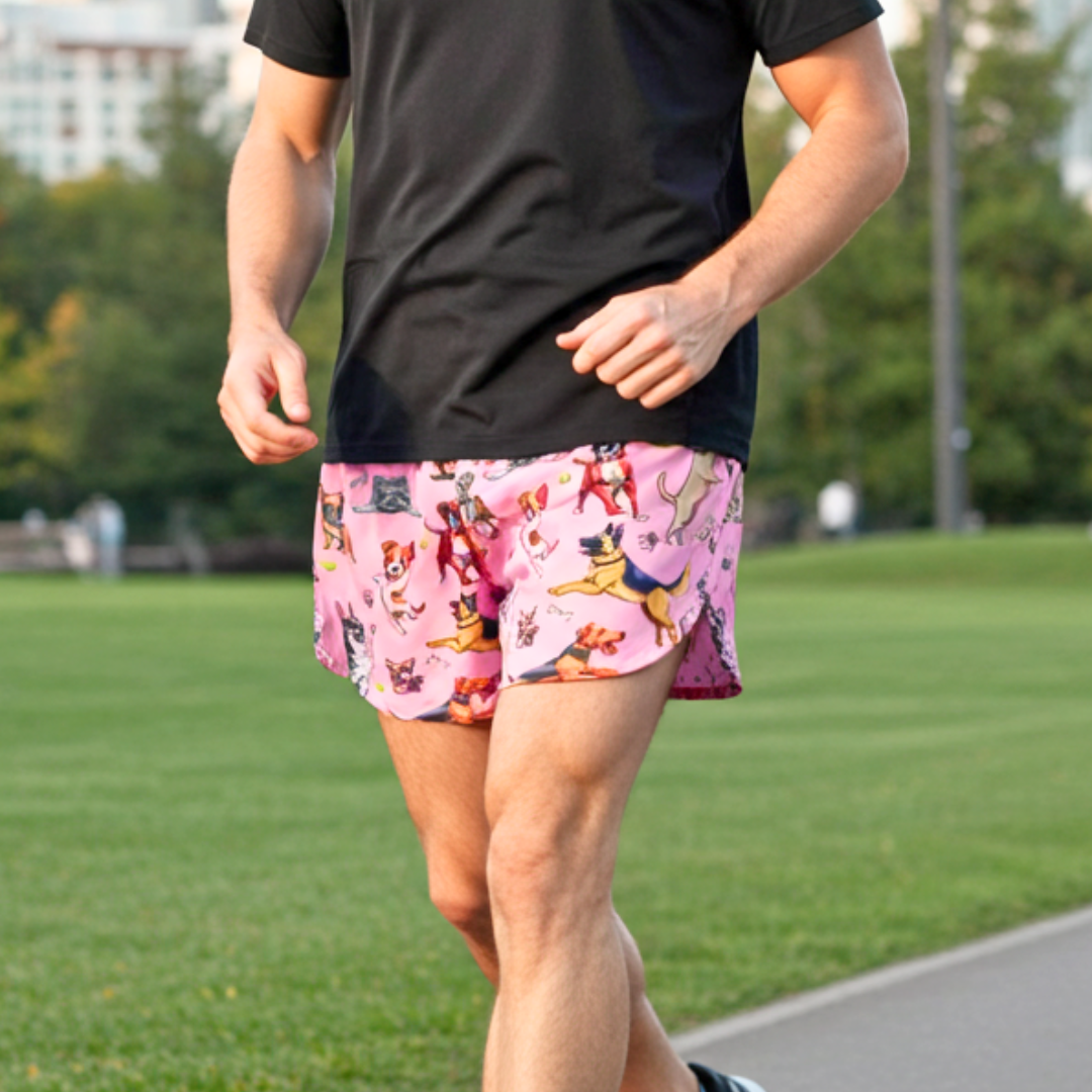 Men's Printed 1" Elite Split Shorts - Bestie Pink
