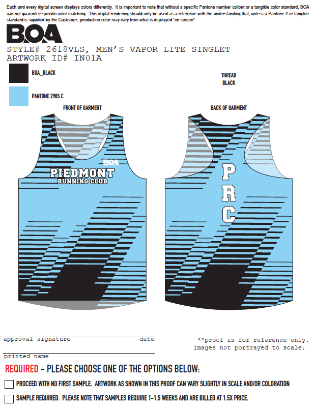 Men's Custom Vapor Lite Racing Singlet - IN01A-INTER PIEDMONT