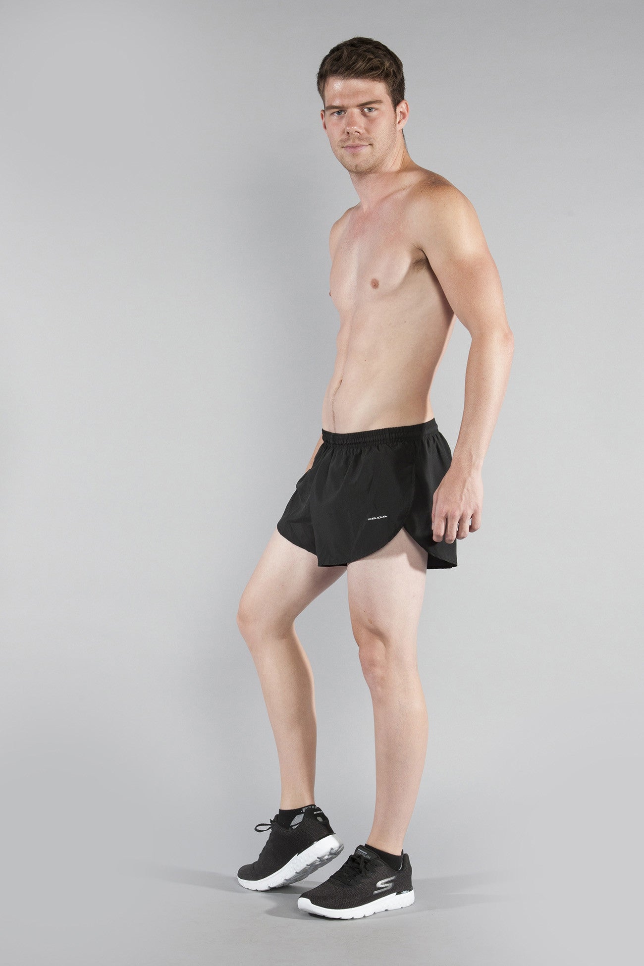 MENS 1" ELITE SPLIT RUNNING SHORT- BLACK - BOAUSA