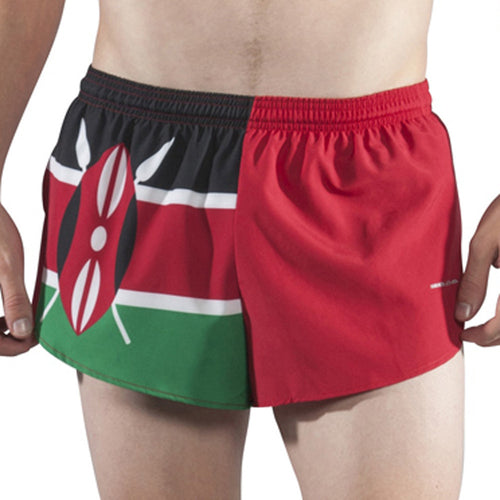MEN'S 1 INCH INSEAM ELITE SPLIT RUNNING SHORTS- KENYA