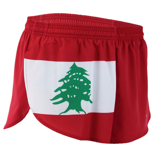 MEN'S 1 INCH INSEAM ELITE SPLIT RUNNING SHORTS- LEBANON