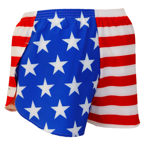 Women's 1" Elite Split Shorts- AMERICAN FLAG
