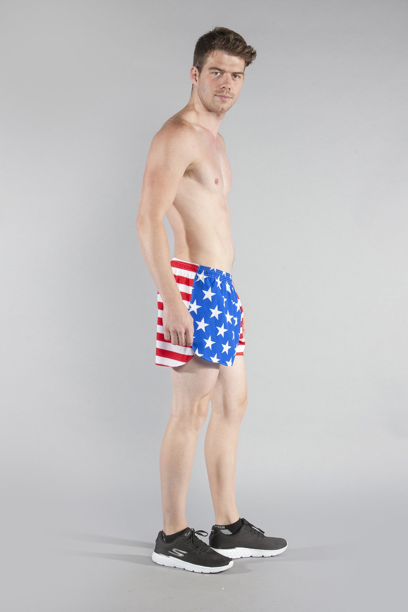 MEN'S STRETCH 3" PRINTED HALF SPLIT TRAINER- US FLAG - BOAUSA