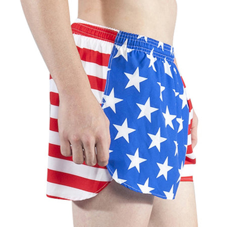 Men's 1" Elite Split Shorts- AMERICAN FLAG