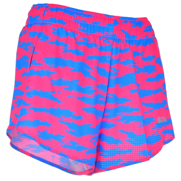 Women's AeroPro 3" Split Shorts- TORN CAMO PINK/BLUE