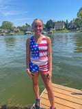 PRINTED FIT SHORT- AMERICAN FLAG