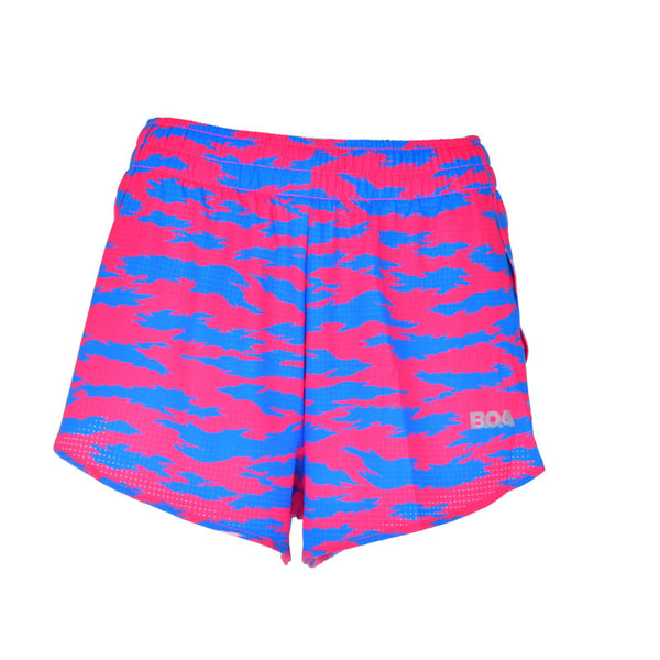 Women's AeroPro 3" Split Shorts- TORN CAMO PINK/BLUE