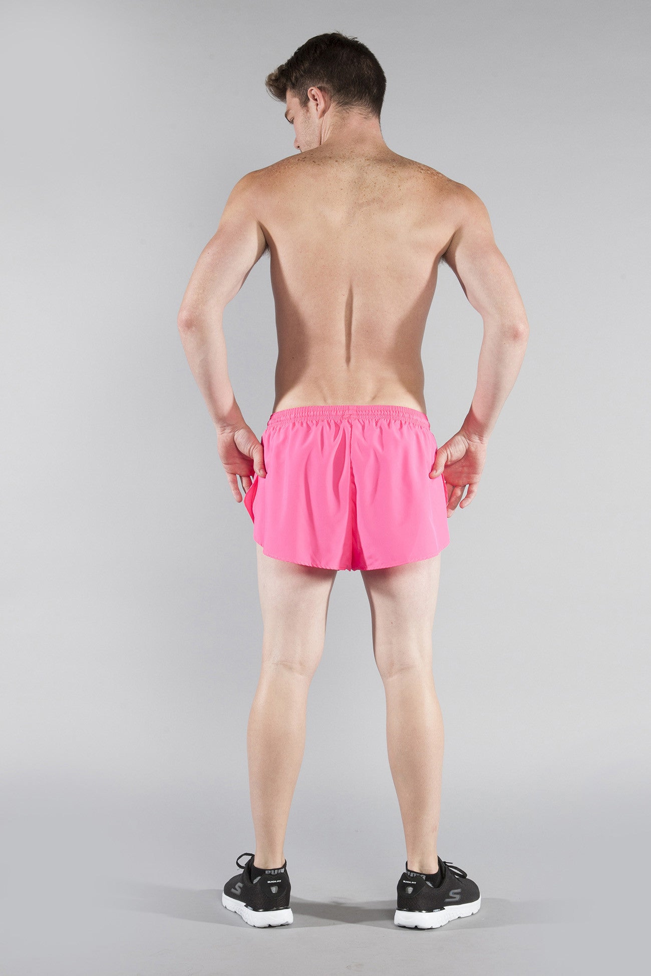 MENS 1" ELITE SPLIT RUNNING SHORT- HOT PINK - BOAUSA