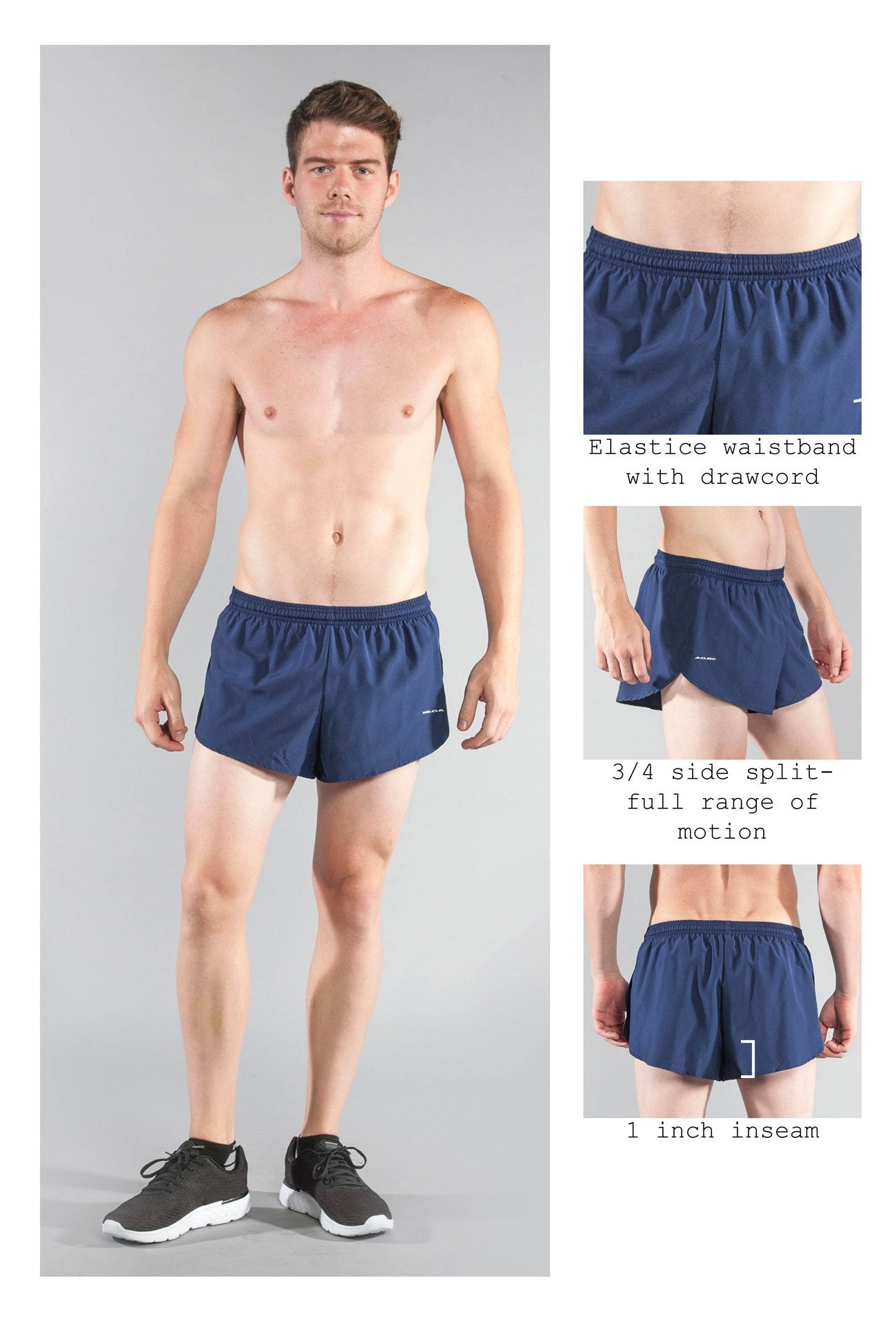 Men's Solid 1" Elite Split Shorts - Navy