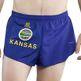 MEN'S 1 INCH INSEAM ELITE SPLIT RUNNING SHORTS- KANSAS