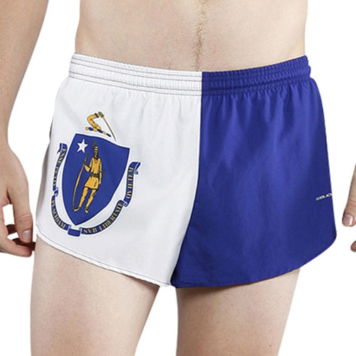 MEN'S 1 INCH INSEAM ELITE SPLIT RUNNING SHORTS- MASSACHUSETTS