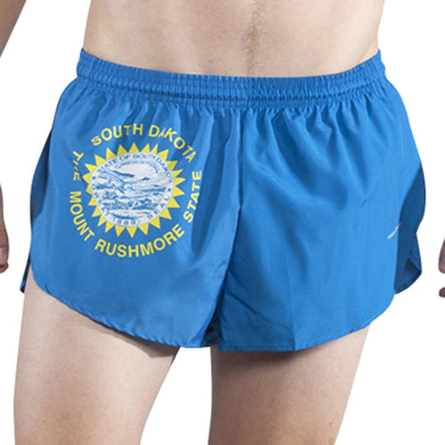 MEN'S 1 INCH INSEAM ELITE SPLIT RUNNING SHORTS- SOUTH DAKOTA