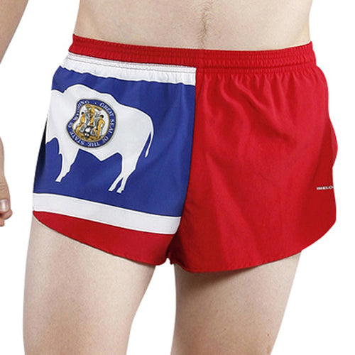 MEN'S 1 INCH INSEAM ELITE SPLIT RUNNING SHORTS- WYOMING