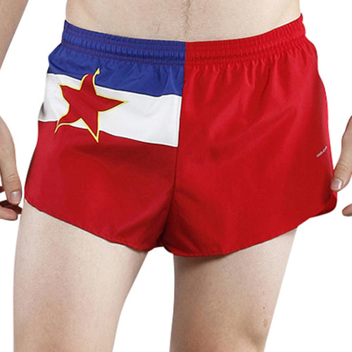 MEN'S 1 INCH INSEAM ELITE SPLIT RUNNING SHORTS- YUGOSLAVIA