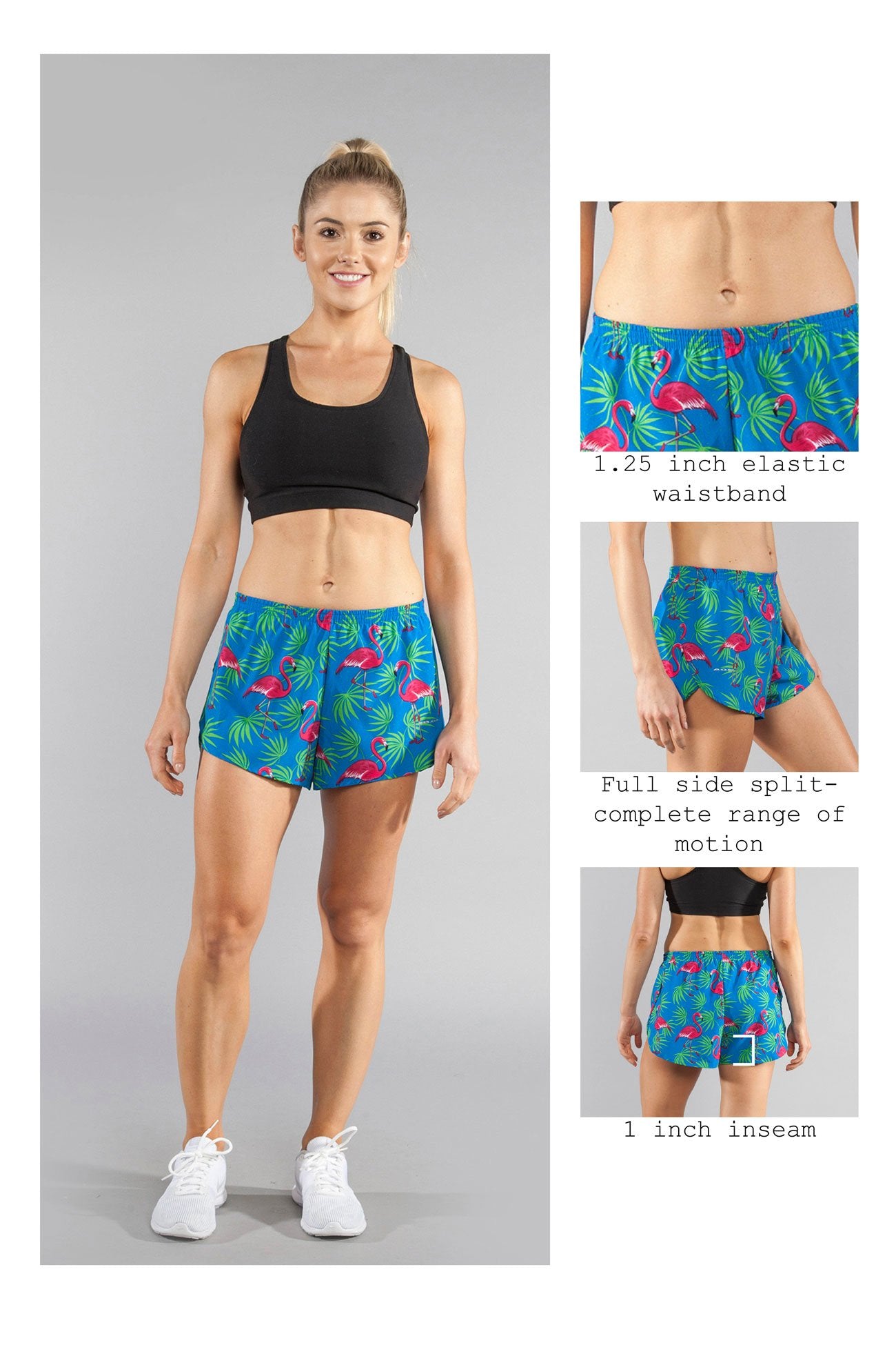 Women's 1" Elite Split Shorts - Flamingo Turquoise