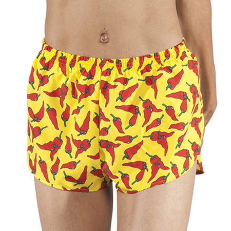 Women's Yellow Chili Pepper 1.5" Half Split Trainer Shorts