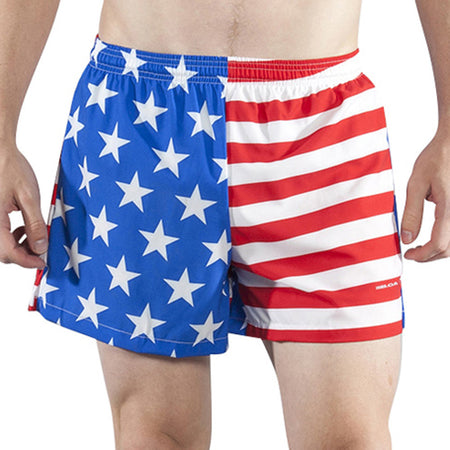 Men's 3" Half Split Shorts- AMERICAN FLAG