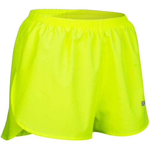 Women's Neon Yellow 1.5" Half Split Trainer Shorts