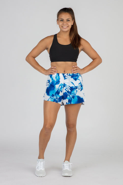 Women's Splasharama Blue 1.5" Half Split Trainer Shorts