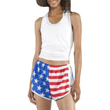 WOMENS STRETCH CHALLENGER SHORT- AMERICAN FLAG