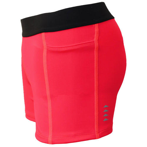 Women's Neon Coral Rocket Fuel Fit Shorts With Pockets